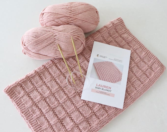Beginner Knitting Kit, Blanket Knitting Kit, DIY Knit Blanket, Baby Blanket Knitting Kit, Beginner Knitting Project, Easy Knitting Kit
