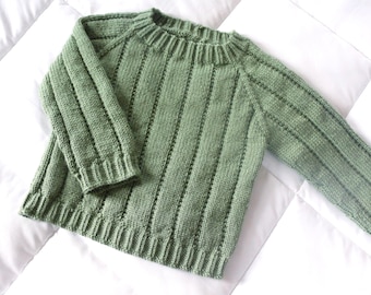 Toddler Sweater Pattern Knitting Instructions Pdf Download Instant Digital Pullover Directions Crew Neck Ribbed Texture Child
