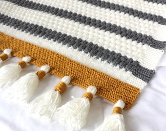 Throw Blanket Knitting Pattern | Knit Afghan for Living Room | Handmade Gift for Baby or New Parents | Project for Knitter