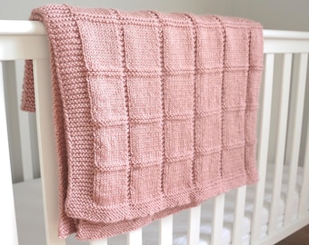 Easy Knit Baby Blanket Pattern, Beginner DIY Knitting Project, Handmade Afghan Nursery Decor, Handmade Gift for New Baby (PDF Pattern)