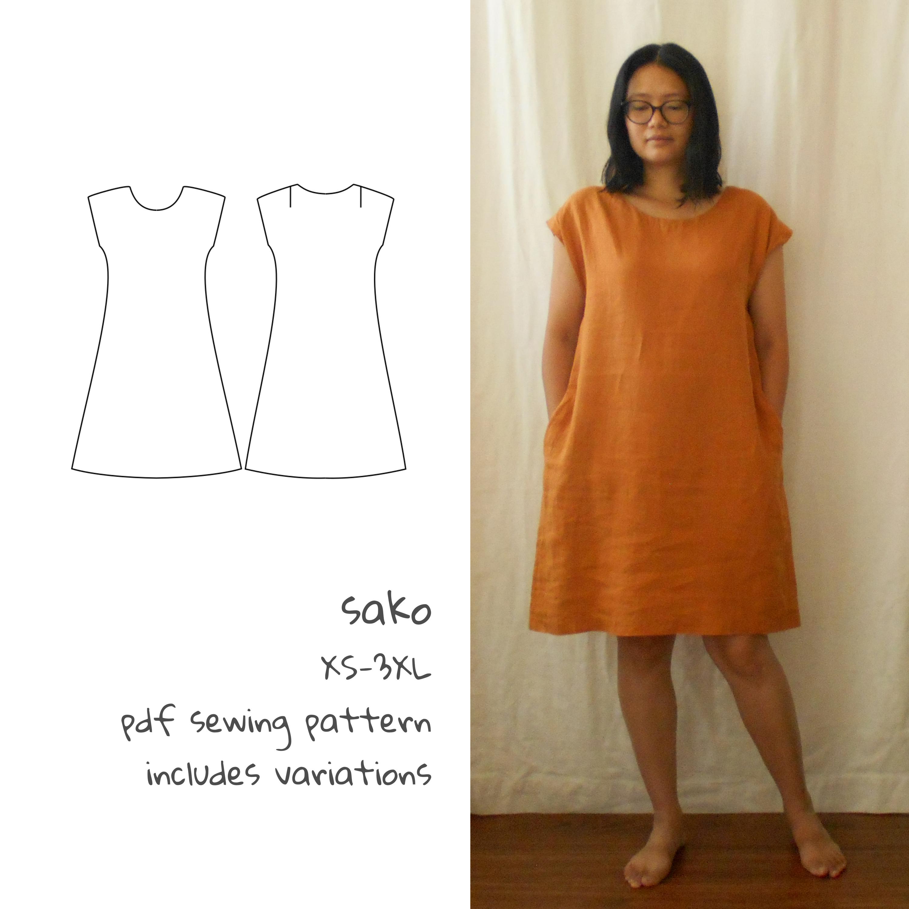 Sako Sack Dress + Top | XS-3XL | Pdf Sewing Pattern | Box Smock Dress ...
