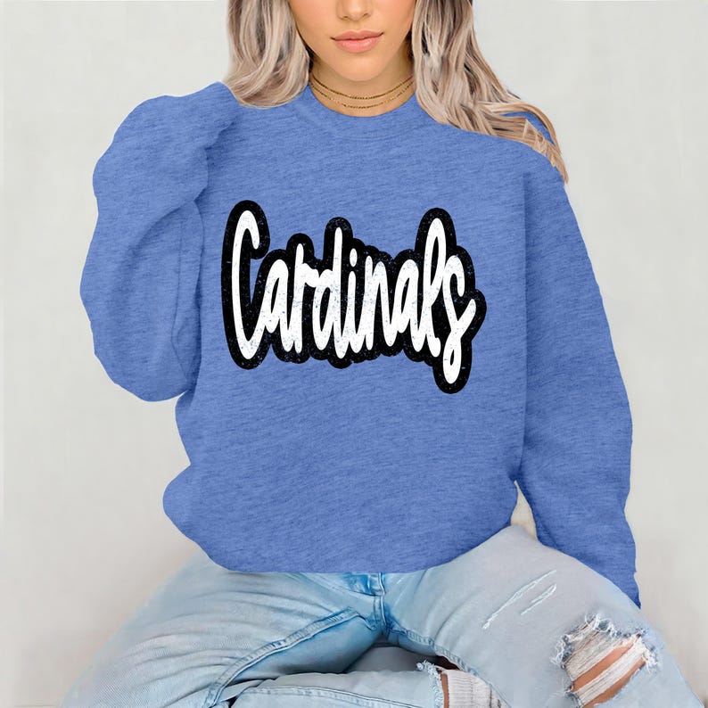 Sudadera con capucha estilo Cardinals con diseño desgastado, sudadera juvenil, mascota de los Cardinals, sudadera unisex, sudadera con capucha para el día del partido. imagen 12