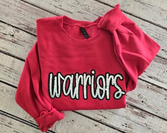 Real Sequin & Glitter Warriors Sweatshirt,  Women's Unisex Bling Team Spirit Crewneck, Women's School Spirit Wear