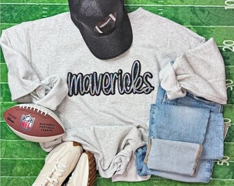 Real Sequin & Glitter Mavericks Sweatshirt, Bling Team Spirit Crewneck, Women's School Spirit Wear