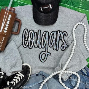 Sweat-shirt Cougars à paillettes et sequins véritables, Sweat-shirt à sequins, Sweat-shirt à strass, Sweat-shirt à capuche pour femme, Sweat-shirt à col rond