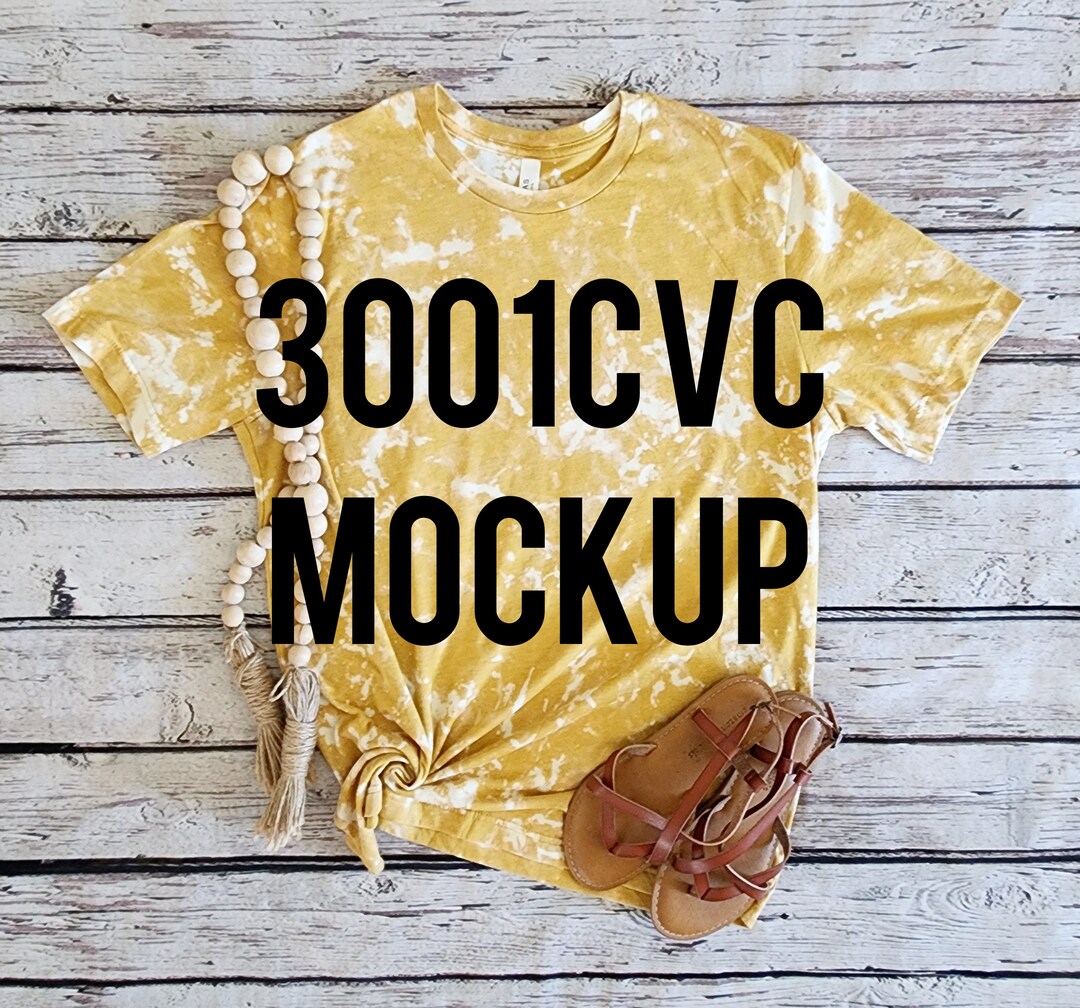 Heather Mustard 3001CVC Bella+canvas Acid Wash Shirt Mockups, Bella ...