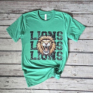 Lions School Spirit Shirt, Faux Glitter Shirt, Youth Shirt, Lions Mascot, Women&#39;s T-Shirts, Game Day Shirt, Lions Shirt, Kid&#39;s Shirts