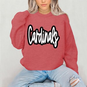 Sudadera con capucha estilo Cardinals con diseño desgastado, sudadera juvenil, mascota de los Cardinals, sudadera unisex, sudadera con capucha para el día del partido. imagen 10