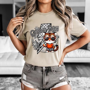 Tigers School Spirit Shirt, Youth Shirt, Tigers Mascot, Womens T-Shirt, Unisex Game Day Shirt, Tigers Shirt, Checkered School Shirt