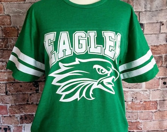 Maglietta con mascotte degli Eagles, maglietta da football per lo spirito scolastico, abbigliamento per il giorno della partita, maglietta con mascotte personalizzata, abbigliamento per lo spirito scolastico, t-shirt con mascotte