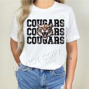 Cougars School Spirit Shirt, Imitation Glitter Shirt, Youth Shirt, Cougars Mascot, Women&#39;s T-Shirts, Game Day Shirt, Cougars Shirt