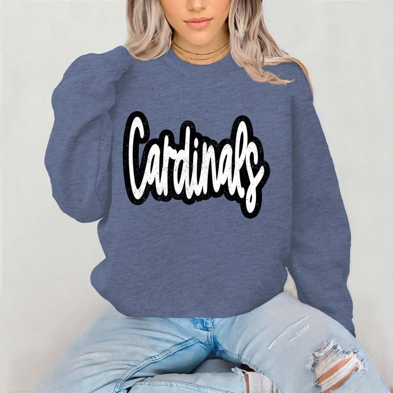 Sudadera con capucha estilo Cardinals con diseño desgastado, sudadera juvenil, mascota de los Cardinals, sudadera unisex, sudadera con capucha para el día del partido. imagen 9