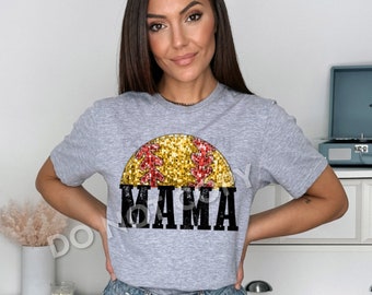 FAUX Sequin Softball Shirt, Faux Glitter Shirt, Softball Shirt, Game Day Shirts, Softball Mom, Women's Shirts, School Spirit Shirts