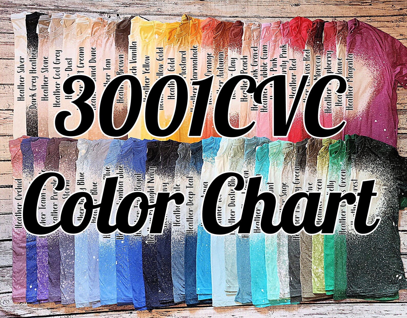 COLOR CHART Bella Canvas Bleached 3001CVC Color Chart Bella - Etsy