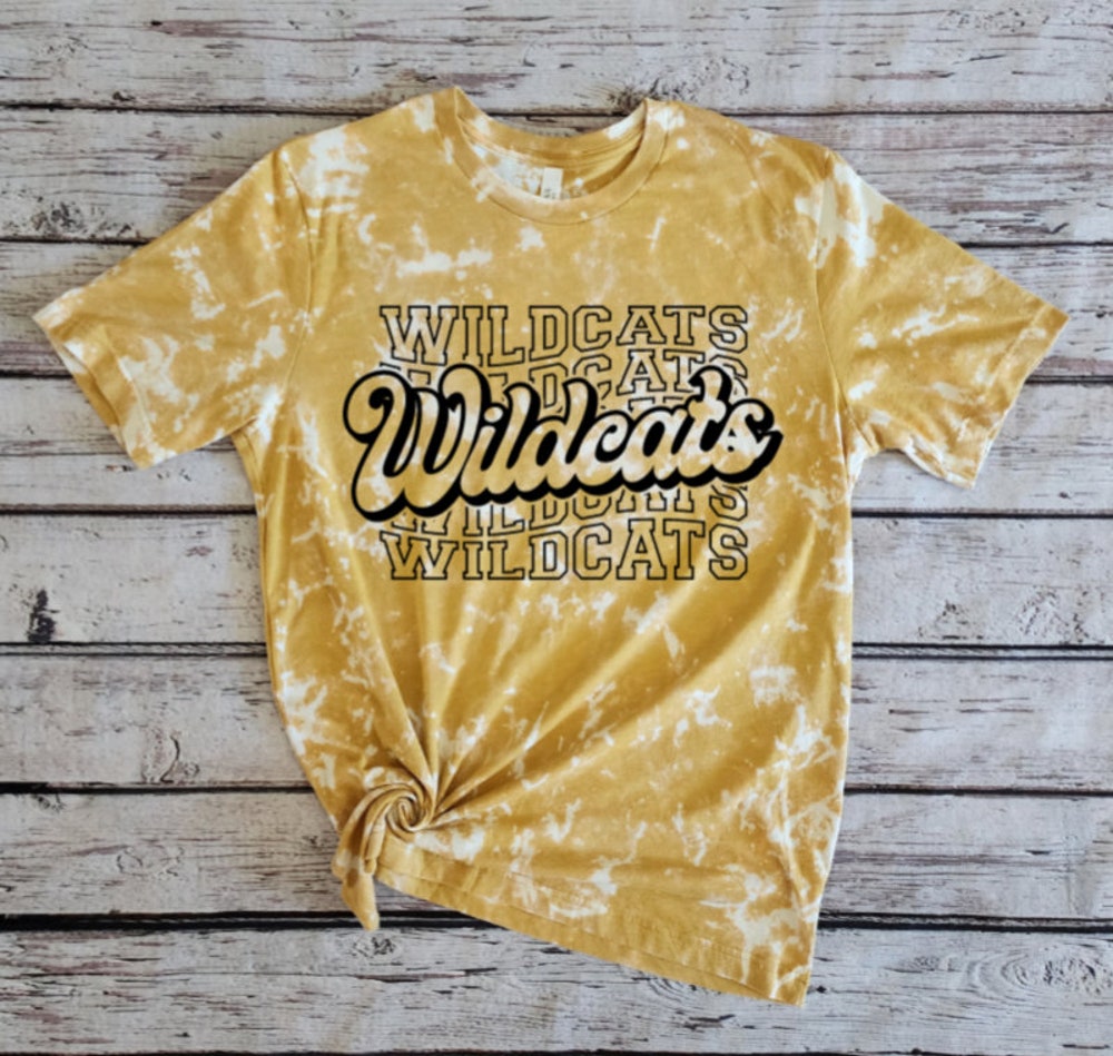 Bleached Shirt, Youth Shirt,Bleached Wildcats Retro Stacked Shirt, Wildcats Mascot Shirt, Women'S Shirt, Wildcats Shirt, Tie Dye Shirt Citychiefshoes