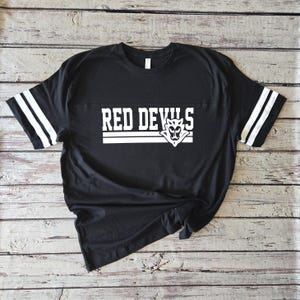 Red Devils School Spirit Jersey, Ringer Sleeve Tee