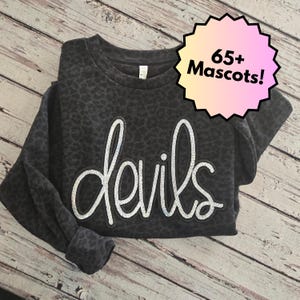 Custom Sequin Mascot Shirt - 65+ Teams Available - Black Leopard Print Sweatshirt