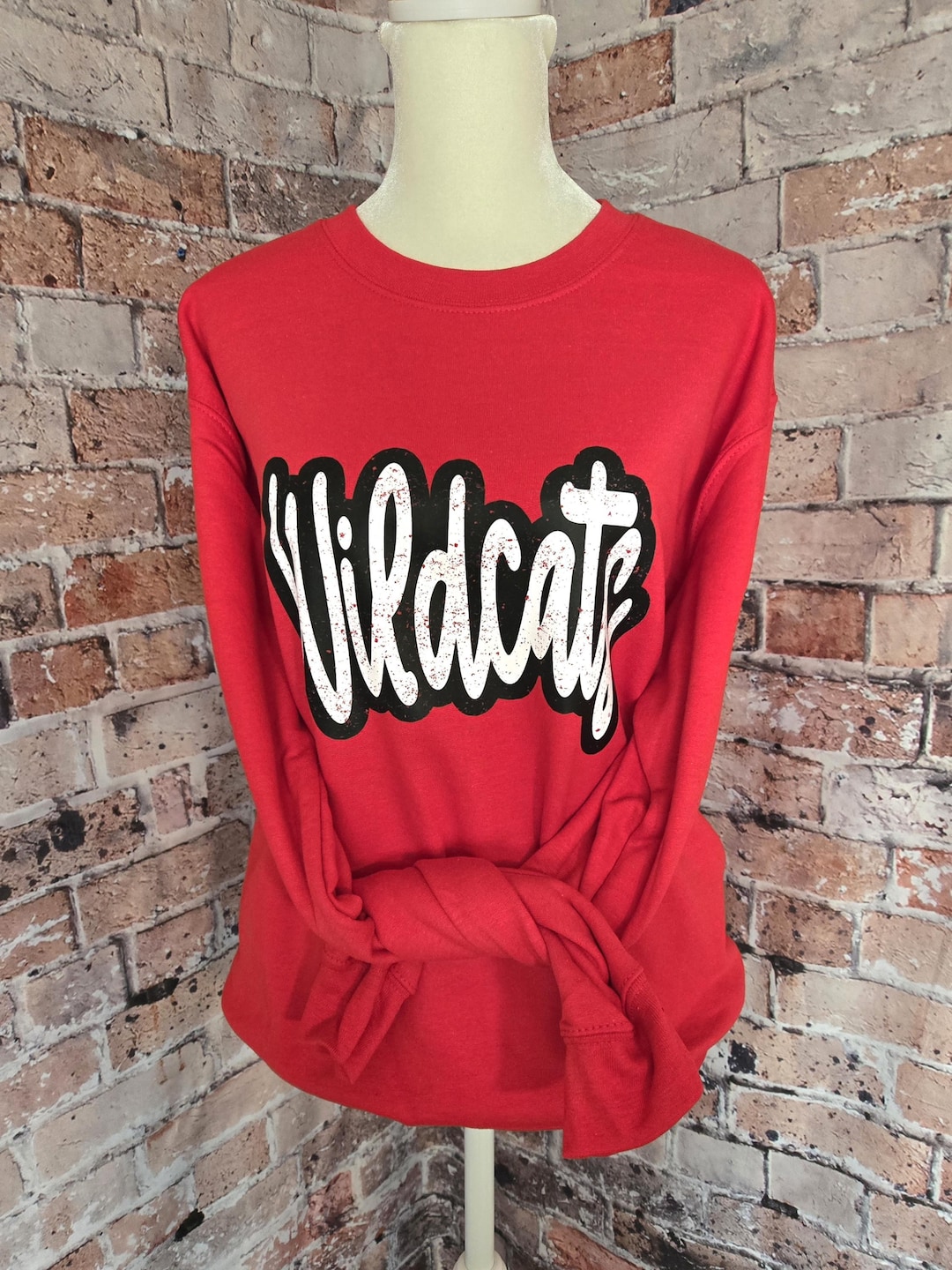 Distressed Script Wildcats School Spirit Sweatshirt, Youth Sweatshirt ...