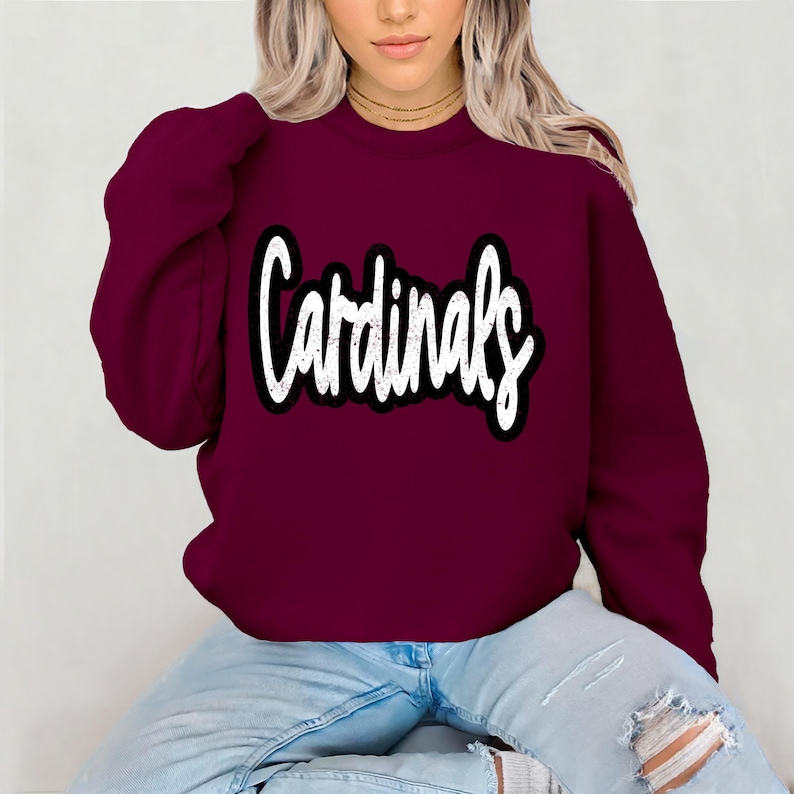 Sudadera con capucha estilo Cardinals con diseño desgastado, sudadera juvenil, mascota de los Cardinals, sudadera unisex, sudadera con capucha para el día del partido. imagen 14