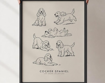 Cocker Spaniel Wall Art Print | Minimalist Cocker Spaniel Decor | Dog Lover Gift | Cocker Spaniel Poster | Dog Print | Unframed Wall Art