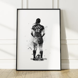 Personalisierte Mädchen Rugby-Kunstdruck | Rugby Spielerin | Rugby-Geschenke für Mädchen | Frauen-Rugby-Geschenk | Geburtstagsgeschenk