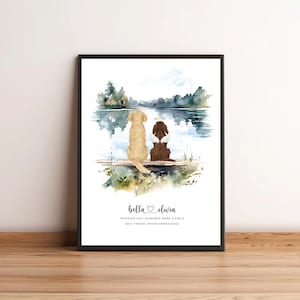 Dog Memorial Rainbow Bridge Print, Personalized Multiple Pet Custom Portrait, Remembrance, Pet Loss Sympathy Gift, They still talk about you