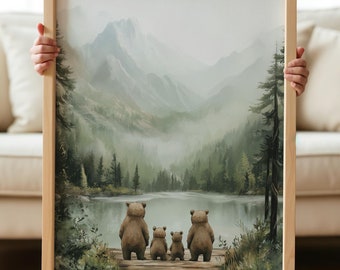 Bear Family Print, Bear Nursery Art, Forest Animal Prints, Woodland Nursery Prints, Toddler Room, Bear Nursery Prints, Nursery Decor