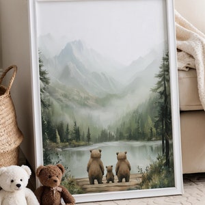 Bear Family Print, Bear Nursery Art, Forest Animal Prints, Woodland Nursery Prints, Toddler Room, Bear Nursery Prints, Nursery Decor