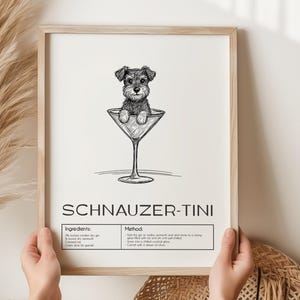 Dachshund Art Print, Bar Cart Decor Cocktail Poster, Dog cocktail print, Weenie and Martini, Cocktail Poster, Dachshund Poster
