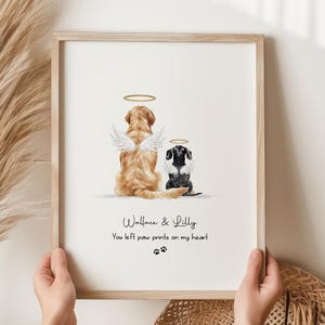 Dog Memorial Rainbow Bridge Print, Personalized Multiple Pet Custom Portrait, Remembrance, Pet Loss Sympathy Gift, They still talk about you