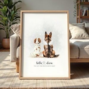 Dog Memorial Rainbow Bridge Print, Personalized Multiple Pet Custom Portrait, Remembrance, Pet Loss Sympathy Gift, They still talk about you