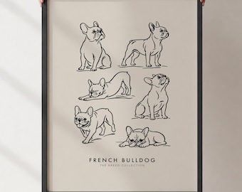 French Bulldog Wall Art Print | Minimalist Frenchie Poster | Cute Dog Print | Neutral Pet Decor | Unframed Artwork
