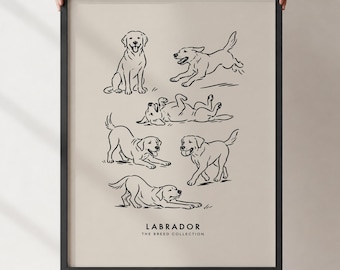 Labrador Wall Art Print | Minimalist Labrador Poster | Cute Dog Print | Neutral Pet Decor | Unframed Artwork Gift