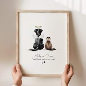 パーソナライズされたペットメモリアルプリント、犬と猫の虹の橋のメモリアル、ペットロスのお悔やみギフト、カスタムペットメモリアルウォールアート