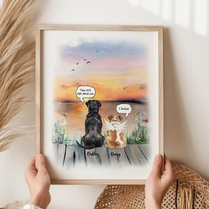 Dog Memorial Rainbow Bridge Print, Personalized Multiple Pet Custom Portrait, Remembrance, Pet Loss Sympathy Gift, They still talk about you
