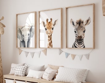 Set of 9, printable, safari nursery animals, Safari animal prints, Baby safari animals, Jungle nursery, Jungle nursery decor