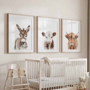 Farm Animal Nursery Prints, Set Of 11, Farm Theme Nursery Decor, Wall Art, Animal Pictures, Barn Yard Animals Prints, Country home decor