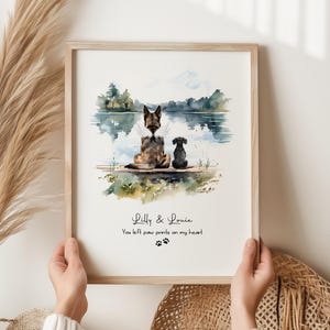 Stampa commemorativa del ponte arcobaleno per cani, ritratto personalizzato di più animali domestici, ricordo, regalo di condoglianze per la perdita di un animale domestico, parlano ancora di te