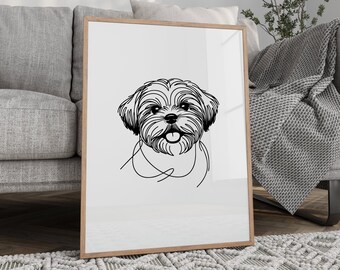 Shih Tzu print, Dog Print, Pet portrait, Dog Mom, Pet Memorial Gift, Dog Portrait, Dog Gifts, Printable, Dog memorial