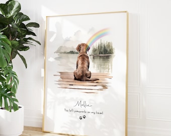 Dog Memorial Rainbow Bridge Print, Personalized Multiple Pet Custom Portrait, Remembrance, Pet Loss Sympathy Gift, They still talk about you