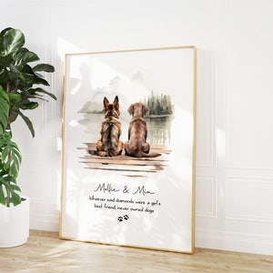 Dog Memorial Rainbow Bridge Print, Personalized Multiple Pet Custom Portrait, Remembrance, Pet Loss Sympathy Gift, They still talk about you