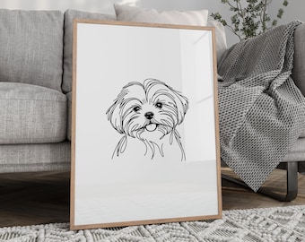 Impresión de Shih Tzu, Impresión de perro, Retrato de mascota, Mamá de perro, Regalo conmemorativo para mascotas, Retrato de perro, Regalos para perros, Imprimible, Memorial para perros