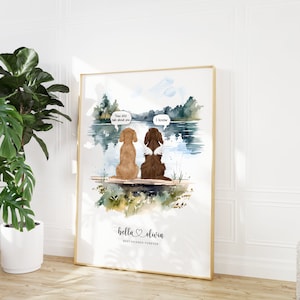 Impression de pont arc-en-ciel commémoratif de chien, portrait personnalisé de plusieurs animaux de compagnie, souvenir, cadeau de sympathie pour la perte d'un animal de compagnie, ils parlent encore de vous