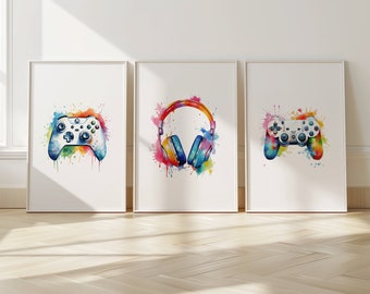 Set of 3 Gaming Prints Gaming Wall Art, Gaming Decor, Gamer Wall Art, Teen Room Prints, Boys Bedroom Decor, Gamer Prints, Video Games Room