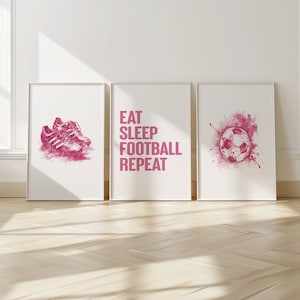 Girls Football Prints, Personalised Football Wall Art, Girls Bedroom Decor, Kid Bedroom Football Decor, Football Shirt Name Print