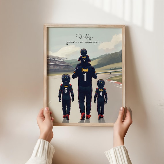Custom racing car print, Personalised racing gift, Gift for Dad, Father Daughter Gift, Father Son Gift, Gift for Grandad - Digital Download