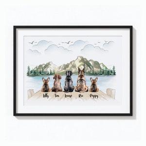 Impression de pont arc-en-ciel commémoratif de chien, portrait personnalisé de plusieurs animaux de compagnie, souvenir, cadeau de sympathie pour la perte d'un animal de compagnie, ils parlent encore de vous
