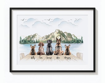 Dog Memorial Rainbow Bridge Print, Personalized Multiple Pet Custom Portrait, Remembrance, Pet Loss Sympathy Gift, They still talk about you