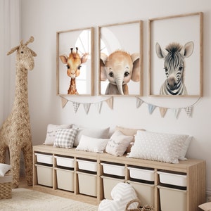Safari Baby Animal Nursery prints, Set of 3, Baby Animal Nursery Prints, Nursery wall art, Animal prints for nursery, Christmas Gift, Safari