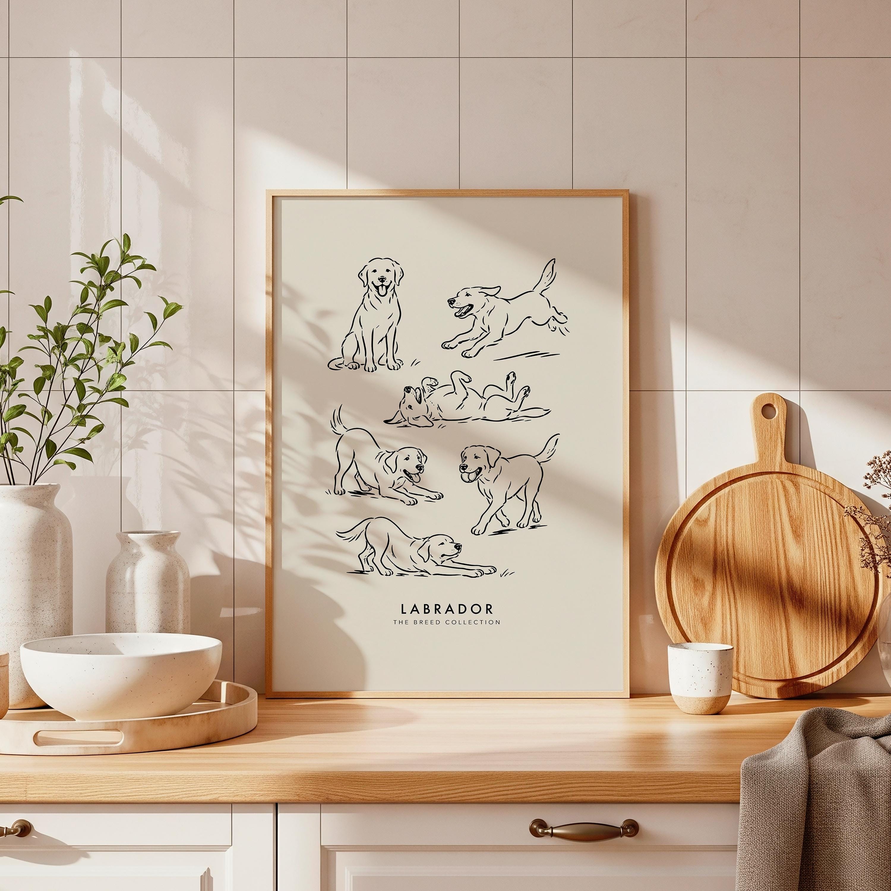 Labrador Wall Art Print | Minimalist Labrador Poster | Cute Dog Print ...